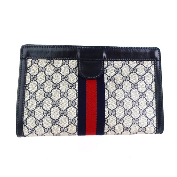 Vintage GUCCI Supreme Web GG Monogram Canvas Leather Travel Toiletry Bag - Picture 3 of 7